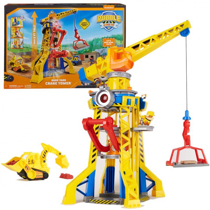 Povoljan paket: Rubble & Crew interaktivni kran sa zvukovima 60 cm + osnovno vozilo Rubble