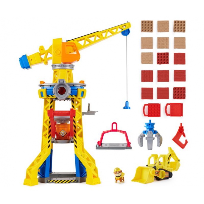 Povoljan paket: Rubble & Crew interaktivni kran sa zvukovima 60 cm + osnovno vozilo Rubble
