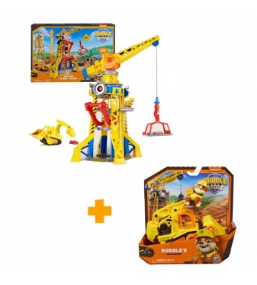 Paket: Rubble i ekipa interaktivni dizalica sa zvukovima 60 cm + osnovno vozilo Rubble