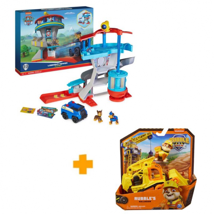 Povoljna ponuda: Paw Patrol izvidnički toranj + Rubble & Crew osnovno vozilo Rubble