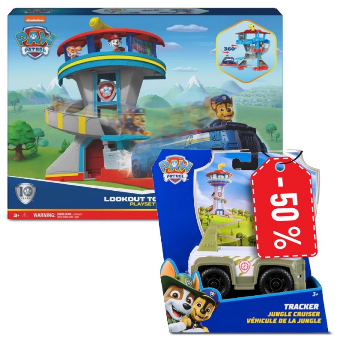 Povoljan paket: Paw Patrol nadzorna kula + Tracker vozilo za pola cijene