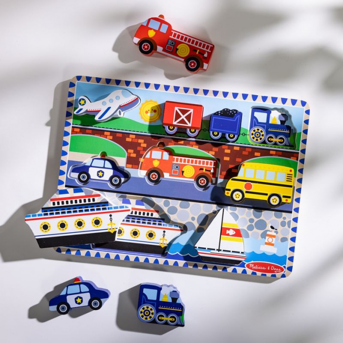 Melissa & Doug drvene puzzle prometna sredstva