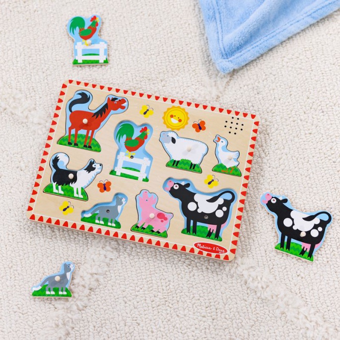 Melissa & Doug drvene puzzle sa zvučnim efektima životinje na farmi