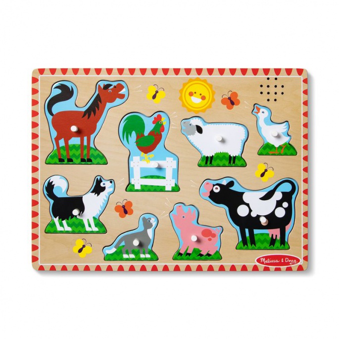 Melissa & Doug drvene puzzle sa zvučnim efektima životinje na farmi