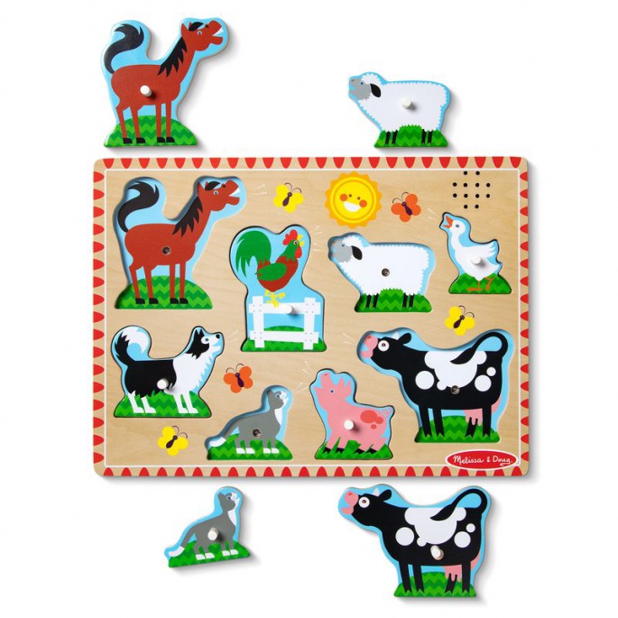 Melissa & Doug drvene puzzle sa zvučnim efektima životinje na farmi