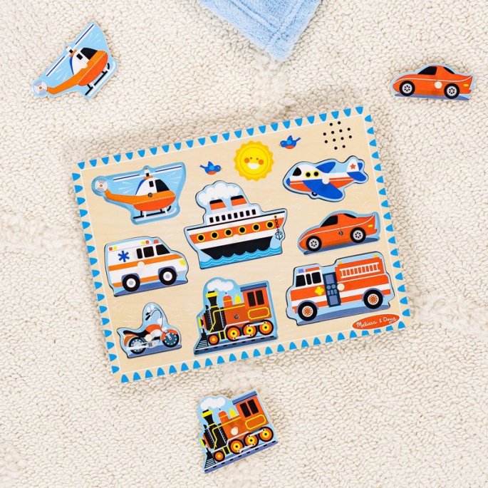 Melissa & Doug drvene puzzle sa zvučnim efektima prijevozna sredstva