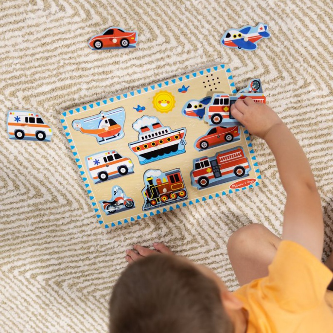 Melissa & Doug drvene puzzle sa zvučnim efektima prijevozna sredstva