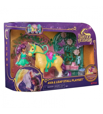 Povoljni set: Unicorn Academy mala štala s Avom i Leafom koji mijenja boje + ogrlica s prstenom