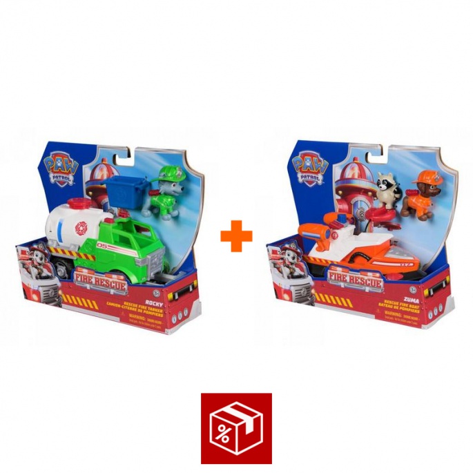 Povoljni set: Paw Patrol Fire Rescue vozilo Rocky + Fire Rescue vozilo Zuma