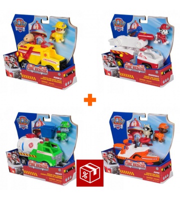 Povoljni set: Paw Patrol Vatrogasno vozilo Rubble + Marshall + Rocky + Zuma