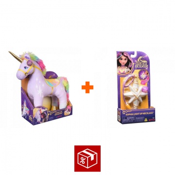 Povoljni set: Unicorn Academy plišana igračka Wildstar sa zvukovima 38 cm + ogrlica s prstenom