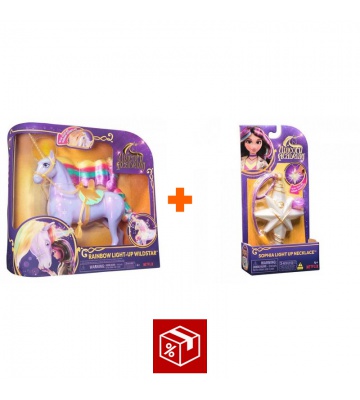 Povoljni set: Unicorn Academy svjetleći jednorog Wildstar 28 cm + ogrlica i prsten