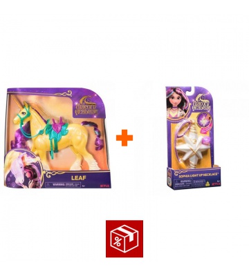 Povoljni set: Unicorn Academy češljajući jednorog Leaf 28 cm + ogrlica s prstenom