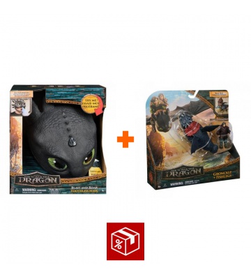 Povoljan set: Kako izdresirati zmaja maska Bezzubky sa zvukovima i svjetlima + Gronckle i Ribonog