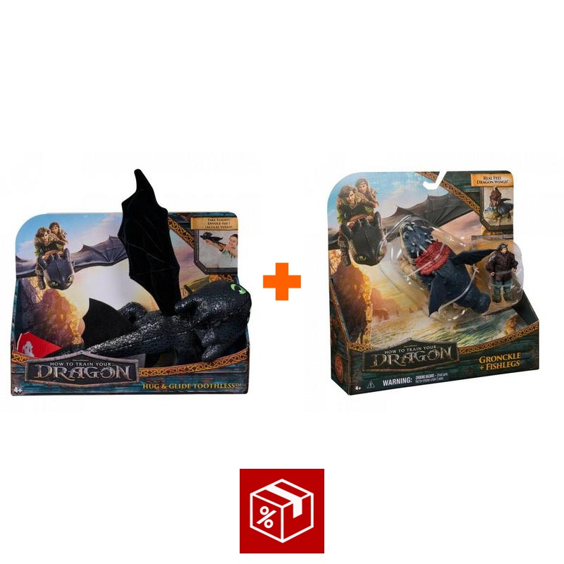 Povoljan set: Kako izdresirati zmaja plišanac Bezubica koji grli + Gronckle i Ribonog