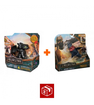 Povoljan set: Kako izdresirati zmaja mini zmaj sa zvukovima i pokretima Bezubica + Gronckle i Ribonog