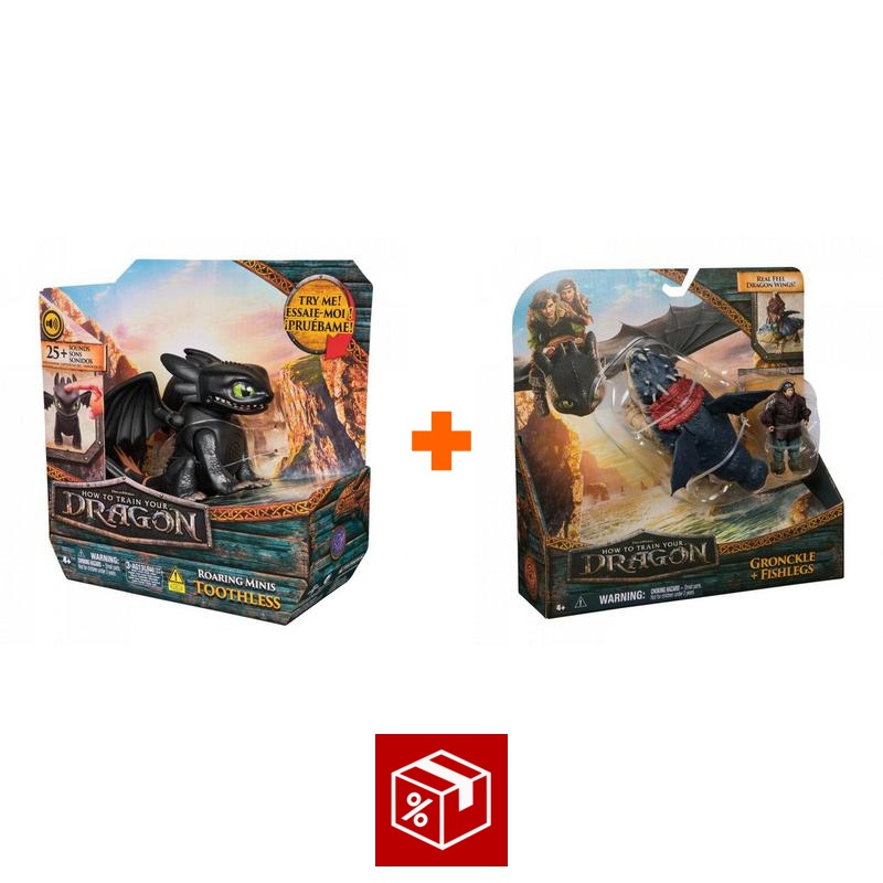 Povoljan set: Kako izdresirati zmaja mini zmaj sa zvukovima i pokretima Bezubica + Gronckle i Ribonog