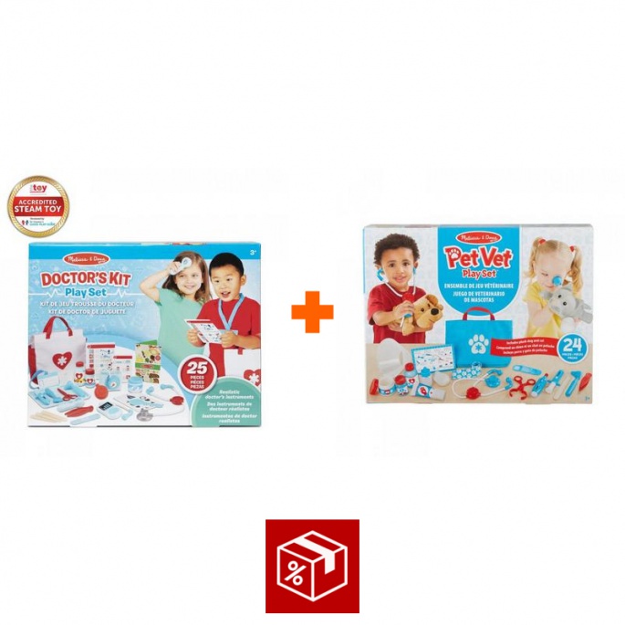 Povoljni set: Melissa & Doug igra na doktora + igra na veterinara