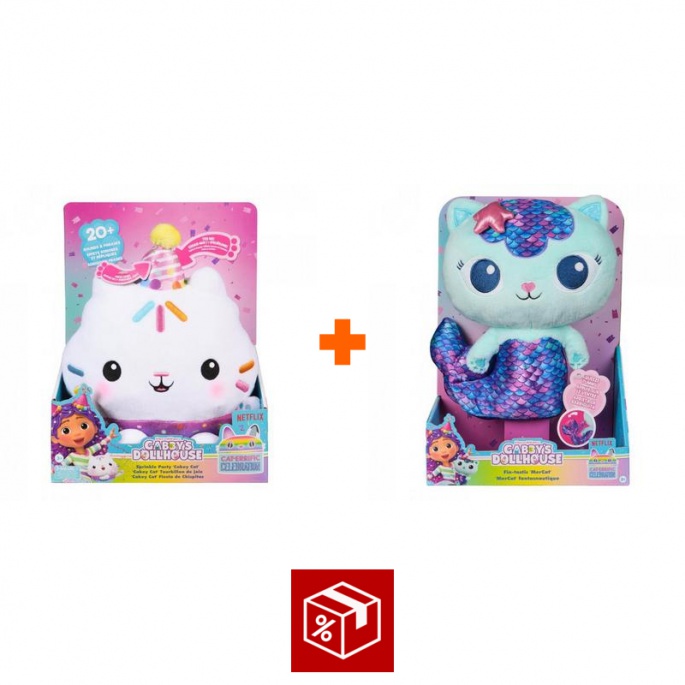 Povoljni set: Gabby’s Dollhouse Cakey pliš s zvukovima + Mercat pliš funkcijom
