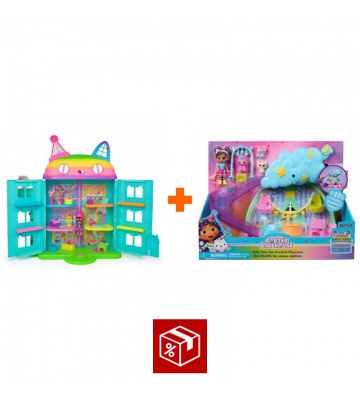 Povoljan set: Gabby’s Dollhouse veliki kuća zabava + igraći set jaslice