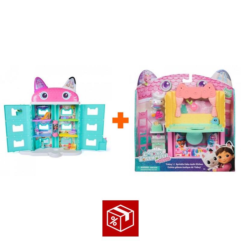 Isplativi set: Gabby’s Dollhouse velika kuća iz filma + soba za veliku kuću kuhinja