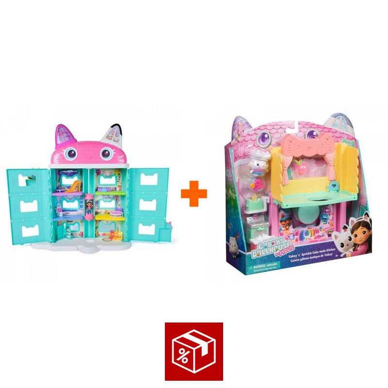 Povoljni set: Gabby’s Dollhouse iz filma: velika kuća iz filma + kuhinja za veliku kuću