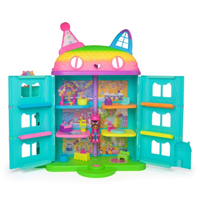Royal set: Gabby’s Dollhouse velika kuća s proslavom, 9 dodataka + plišani Mercat GRATIS