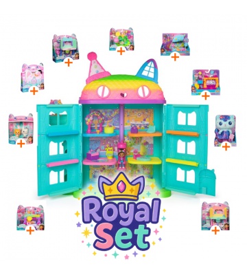 Royal set: Gabby’s Dollhouse velika kuća s proslavom, 9 dodataka + plišani Mercat GRATIS