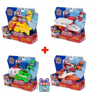 Povoljni set: Paw Patrol Vatrogasno vozilo Rubble + Marshall + Rocky + Zuma