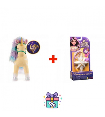 Povoljan set: Unicorn Academy plišani jednorog Leaf 38 cm + ogrlica s prstenom
