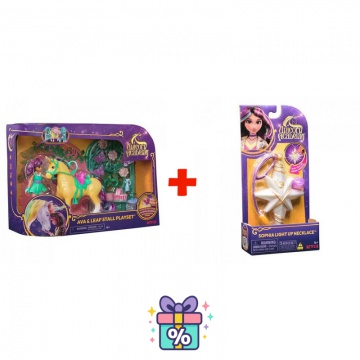 Povoljni set: Unicorn Academy mala štala s Avom i Leafom koji mijenja boje + ogrlica s prstenom