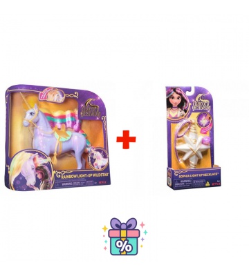 Povoljni set: Unicorn Academy svjetleći jednorog Wildstar 28 cm + ogrlica i prsten