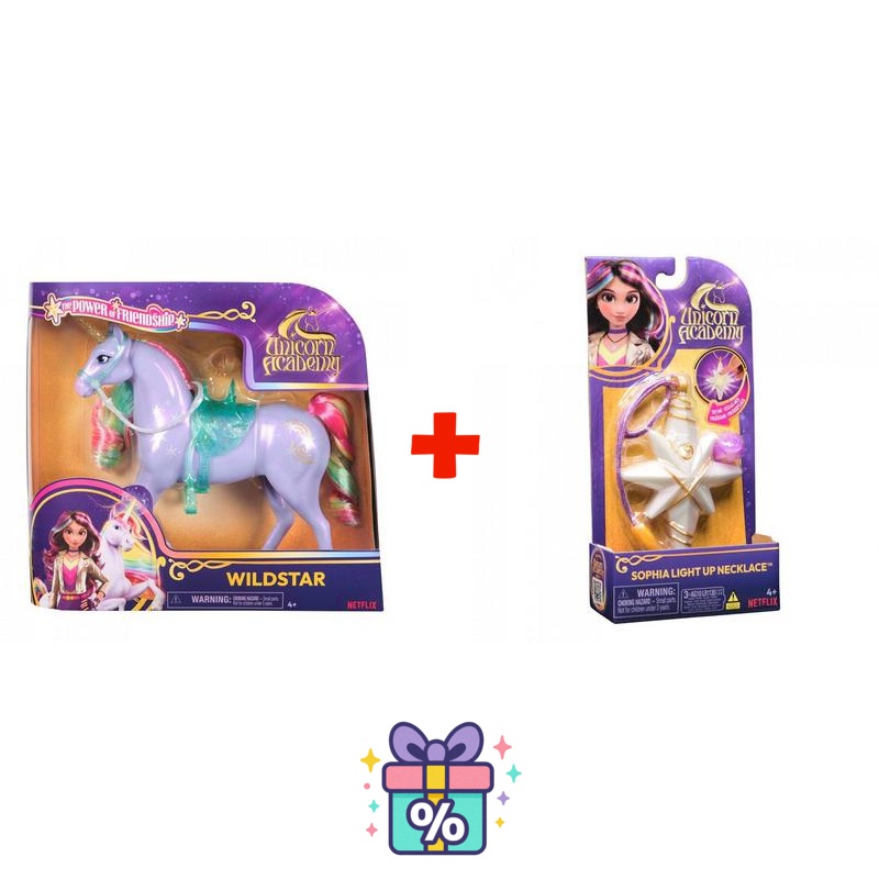 Povoljan set: Unicorn Academy češljajući jednorog Wildstar 24 cm + ogrlica s prstenom