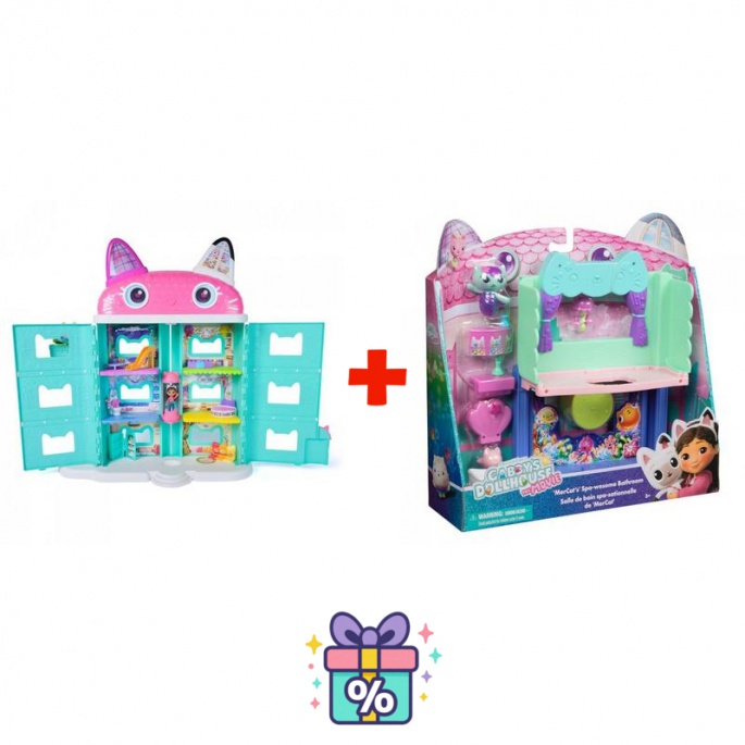 Povoljan set: Gabby’s Dollhouse iz filma: velika kuća iz filma + kupaonica za veliku kuću