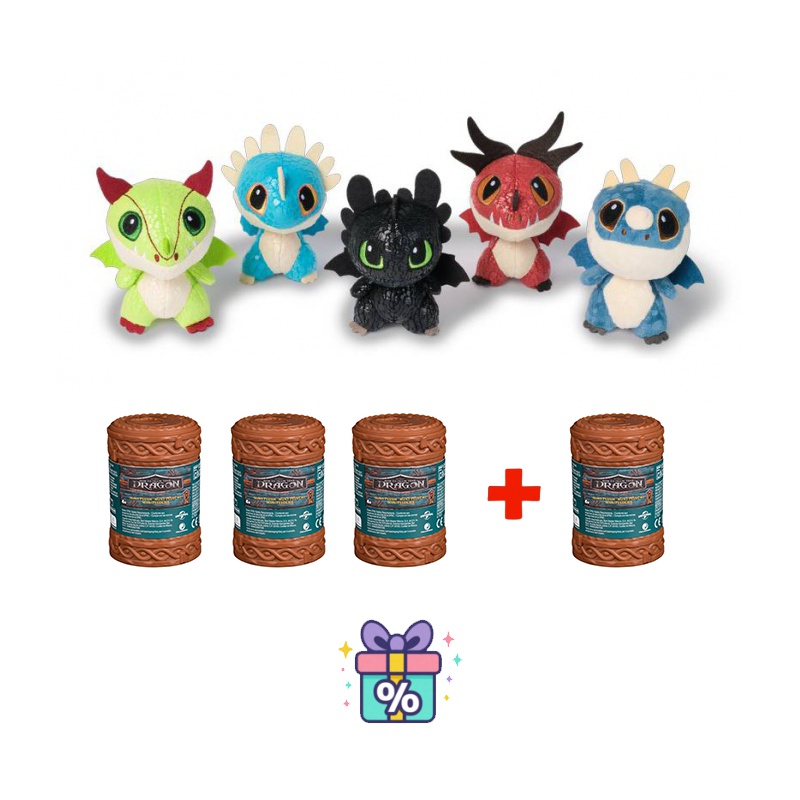 AKCIJA 3+1 gratis: Kako izdresirati zmaja - 4 plišana zmaja u buretu po cijeni 3