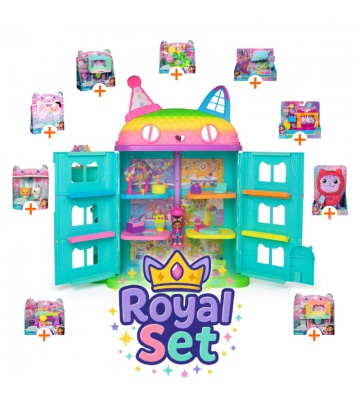 Royal set: Gabby’s Dollhouse velika kuća s proslavom, 9 dodataka + plišani DJ Catnip GRATIS
