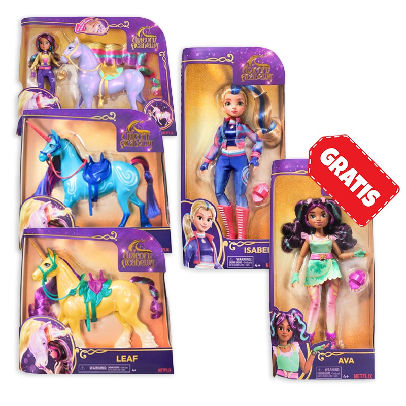 Set Unicorn Academy: velike Wildstar figure, Sophia, River, Leaf, Isabel + Ava gratis