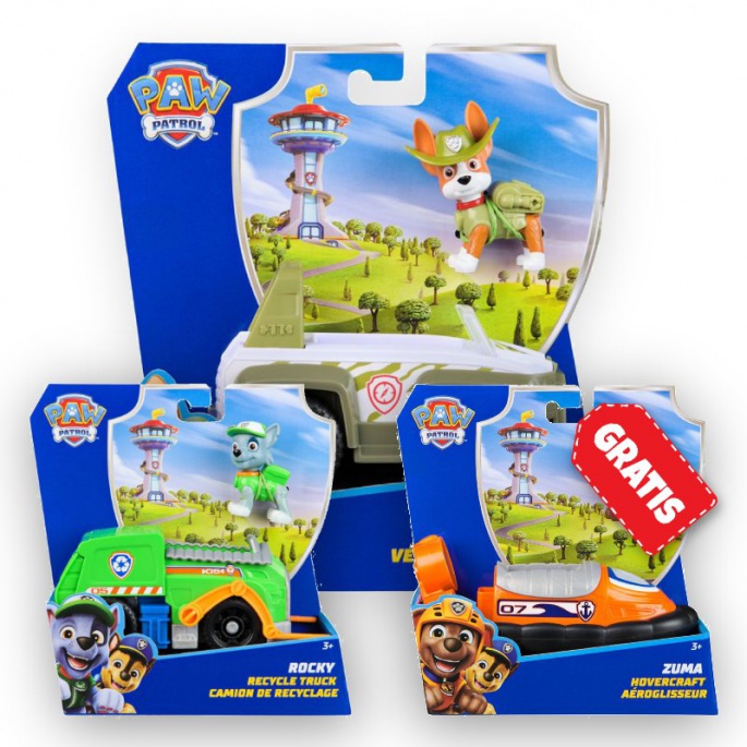 AKCIJA: Paw Patrol osnovna vozila Tracker + Rocky + Zuma BESPLATNO