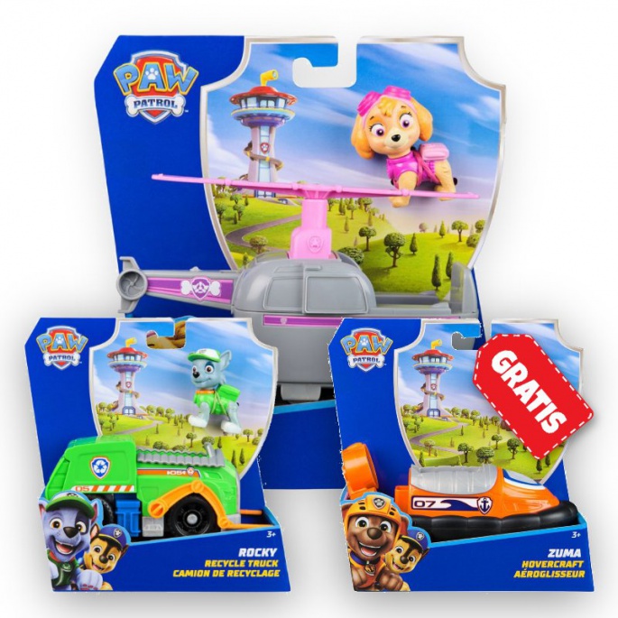 AKCIJA: Paw Patrol osnovna vozila Skye + Rocky + Zuma BESPLATNO