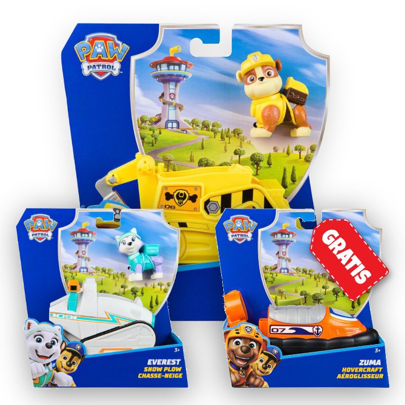 AKCIJA: Paw Patrol osnovna vozila Rubble + Everest + Zuma GRATIS