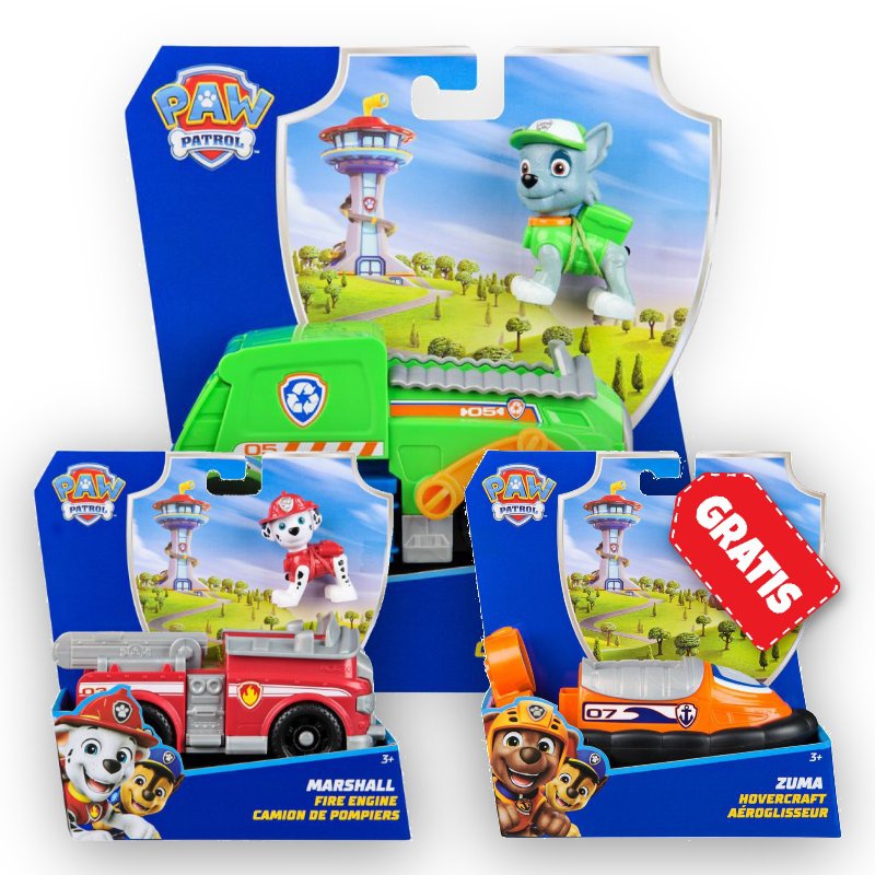 AKCIJA: Paw Patrol osnovna vozila Rocky + Marshall + Zuma BESPLATNO
