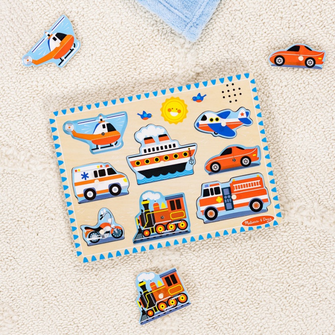 Melissa & Doug drvene puzzle sa zvukovima prometna sredstva