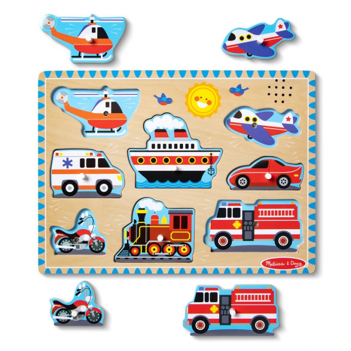 Melissa & Doug drvene puzzle sa zvukovima prometna sredstva