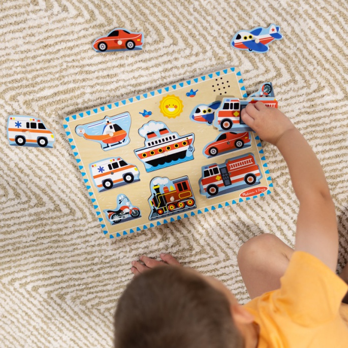 Melissa & Doug drvene puzzle sa zvukovima prometna sredstva