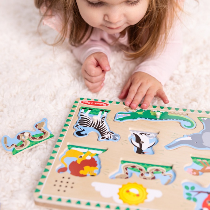 Melissa & Doug drvene puzzle sa zvukovima životinja u zoološkom vrtu