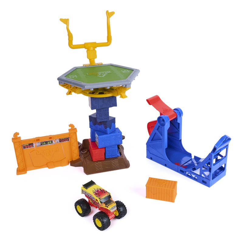 Monster Jam set s trampolinom i vozilom za popravak 1:64