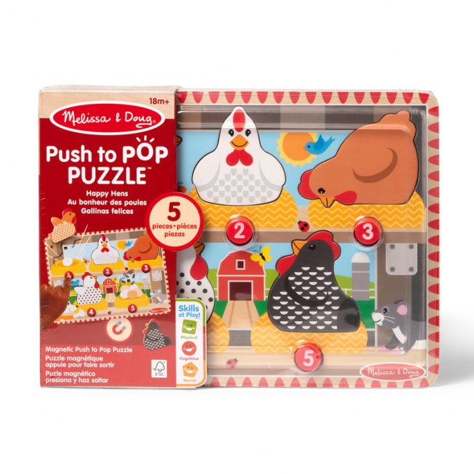 Melissa & Doug Drvene puzzle s iskačućim kokošima