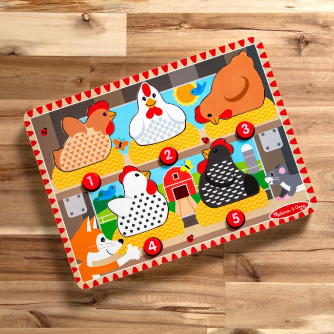 Melissa & Doug Drvene puzzle s iskačućim kokošima