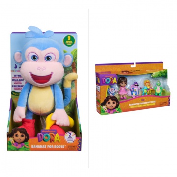 AKCIJA: Dora interaktivni plišani lik Boots s bananom 33 cm + višepakiranje figura BESPLATNO