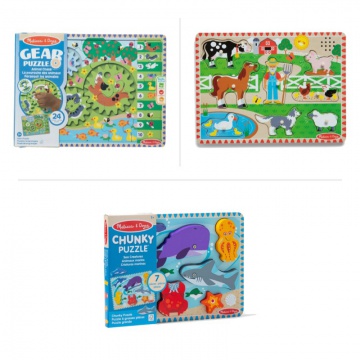 AKCIJA: Melissa & Doug drvene puzzle s efektima 2 + 1 GRATIS